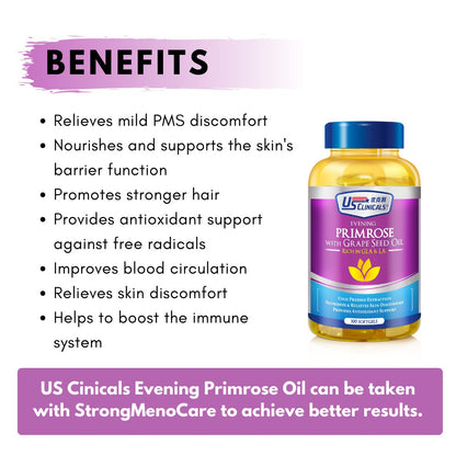 US Clinicals® Evening Primrose with Grape Seed Oil