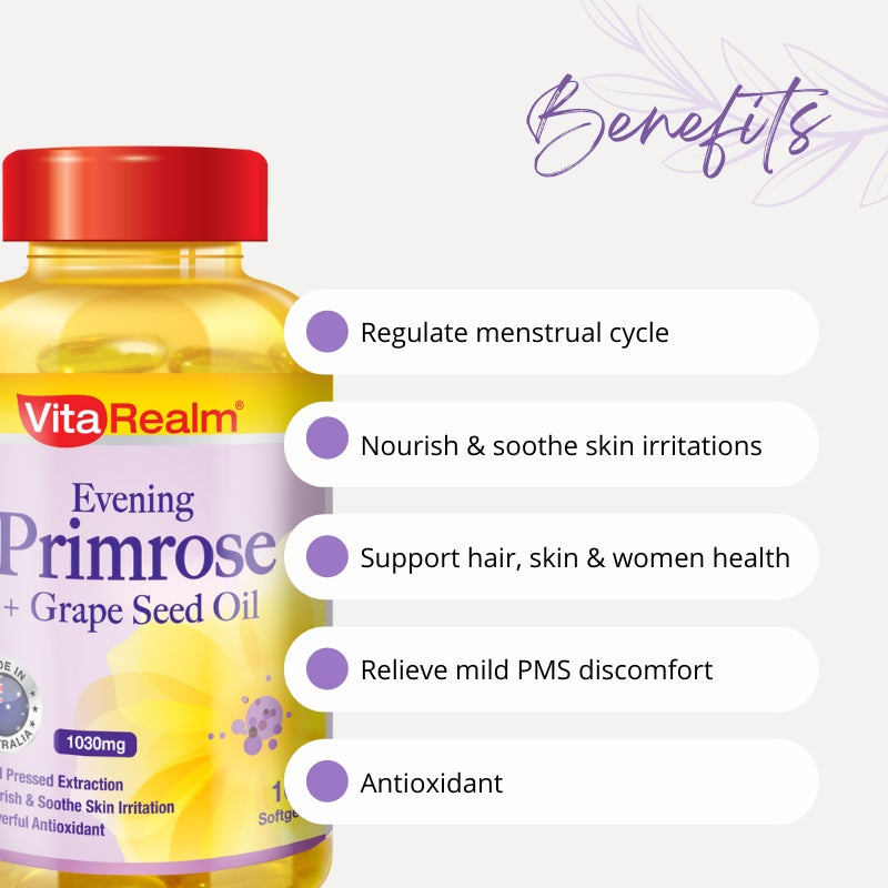 VitaRealm® Evening Primrose + Grape Seed Oil