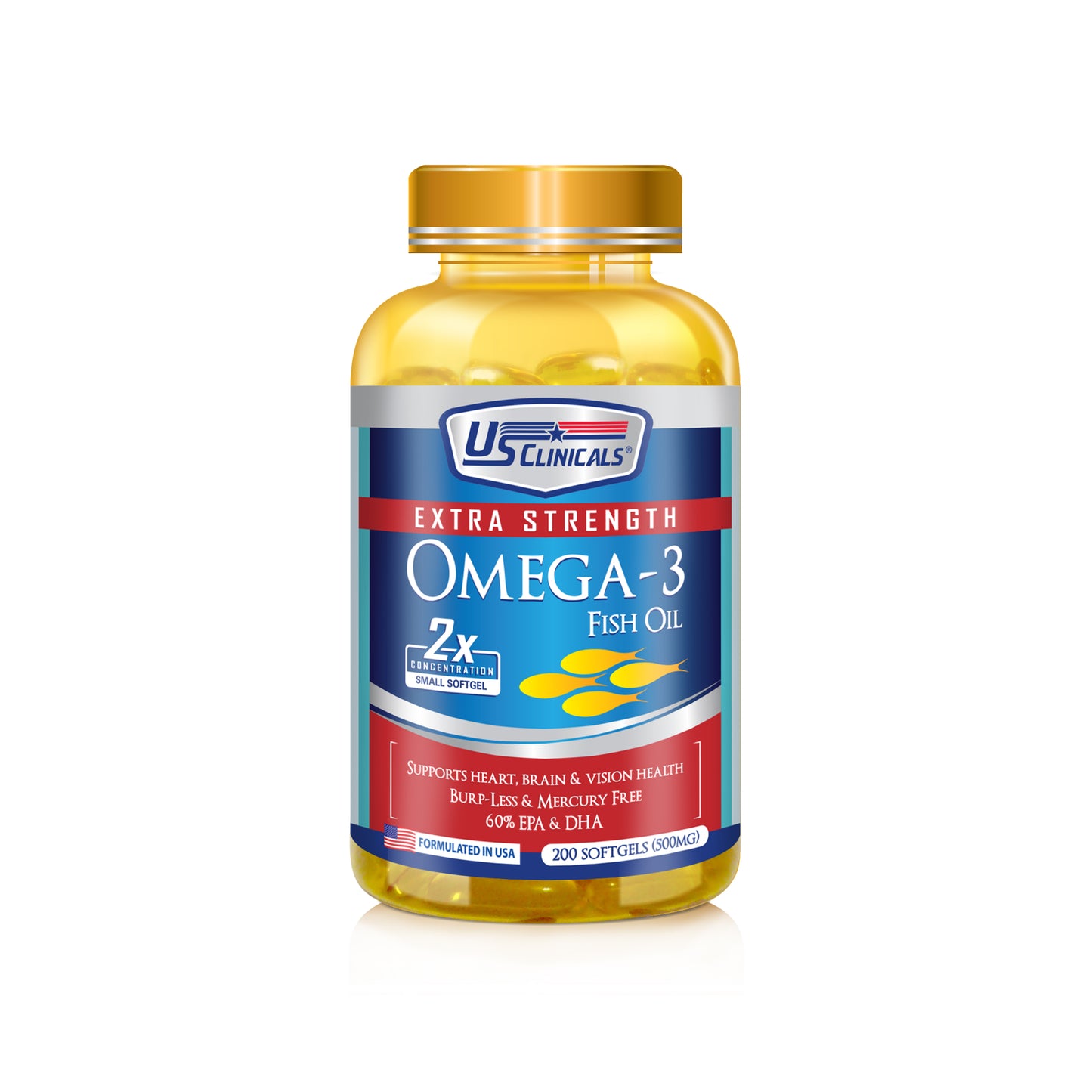 US Clinicals® Extra Strength Omega-3 Fish Oil 200s