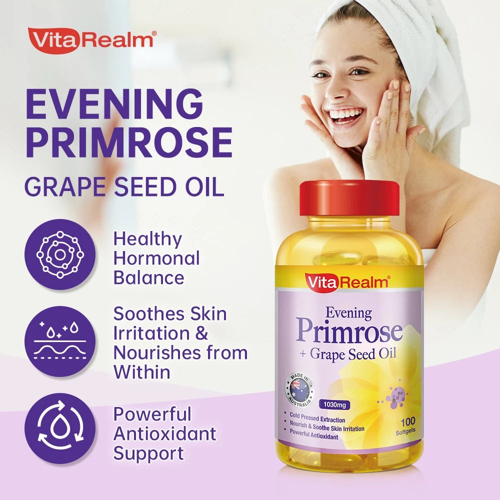VitaRealm® Evening Primrose + Grape Seed Oil