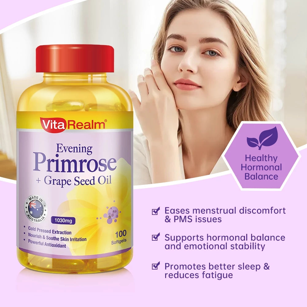 VitaRealm® Evening Primrose + Grape Seed Oil