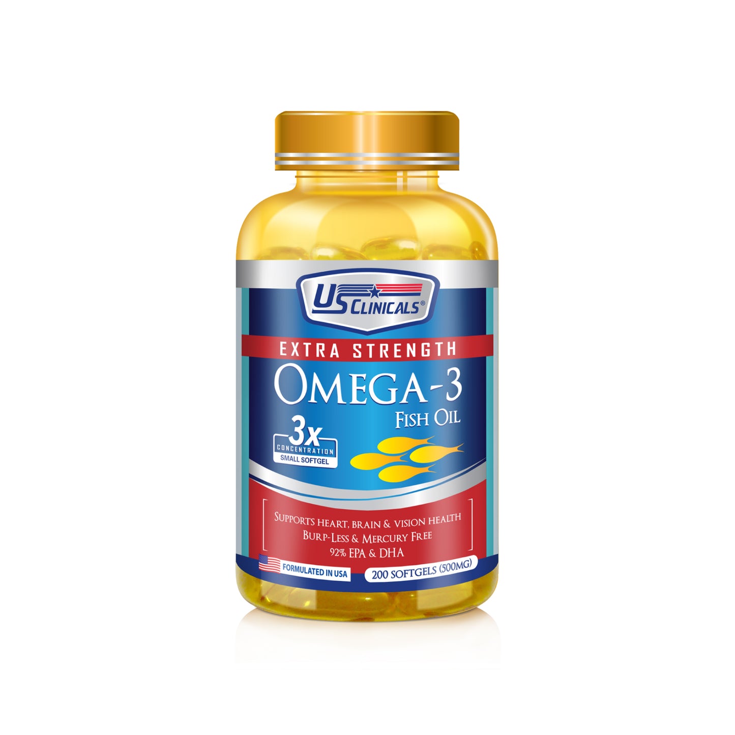 US Clinicals® Extra Strength Omega-3 Fish Oil 200s