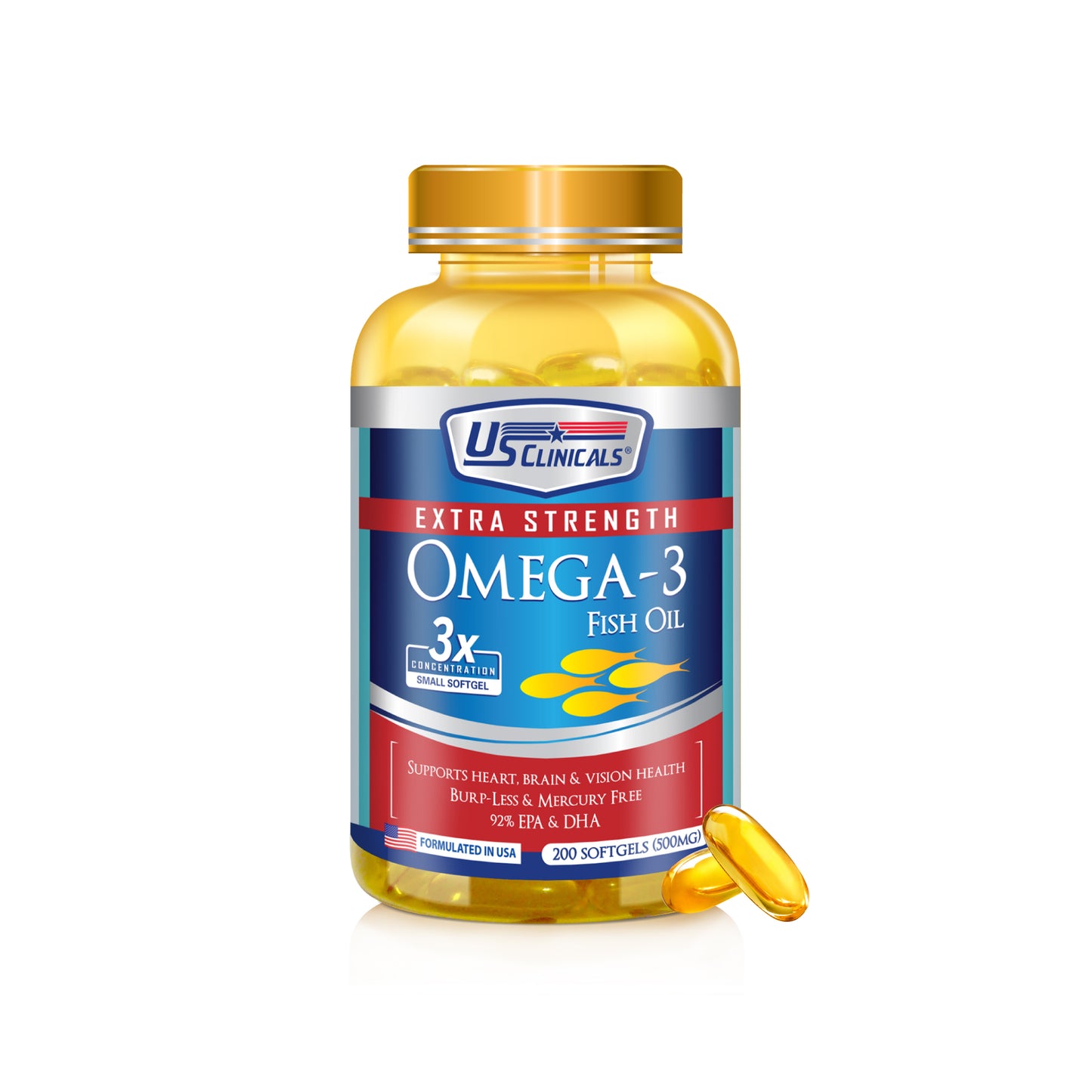 US Clinicals® Extra Strength Omega-3 Fish Oil 200s