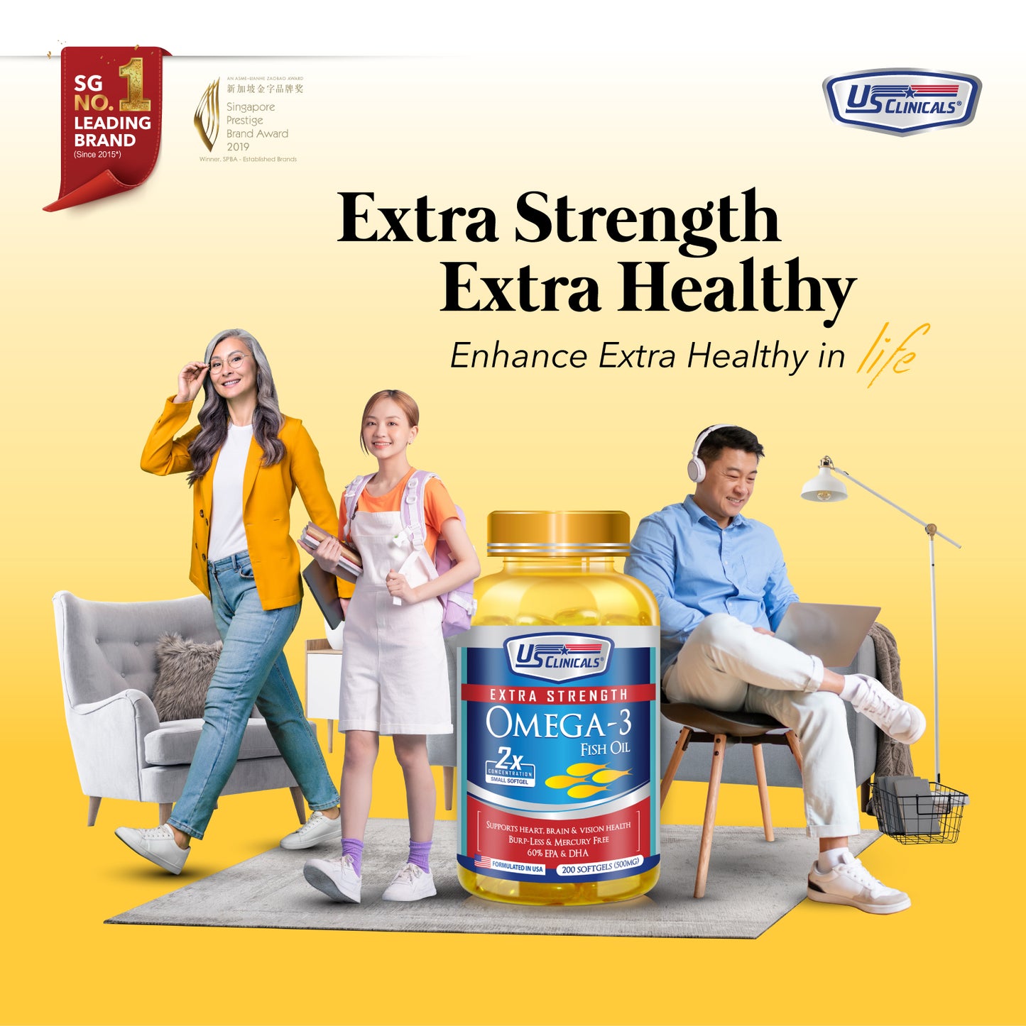 US Clinicals® Extra Strength Omega-3 Fish Oil 200s