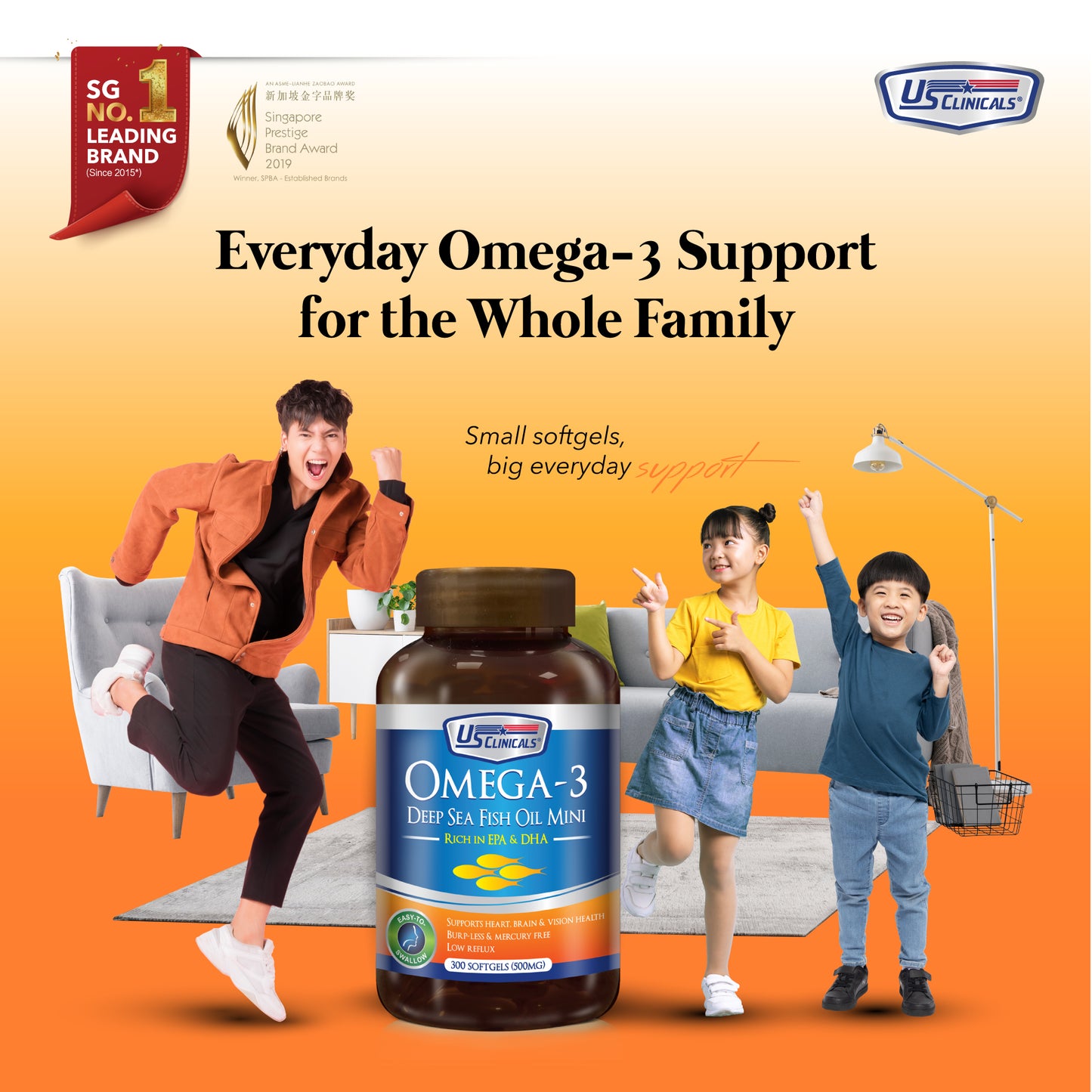 US Clinicals® Omega 3 Deep Sea Fish Oil Mini