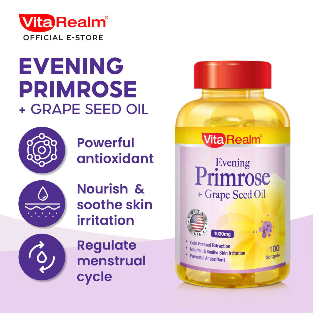 VitaRealm® Evening Primrose + Grape Seed Oil
